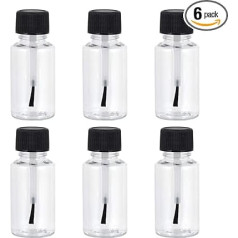6 Pieces Nail Polish Bottles Empty 20 ml Nail Polish Bottle with Brush Refillable Glass Bottle Transparent Glass Bottles for Women Girls Make Up Nail Art Accessories