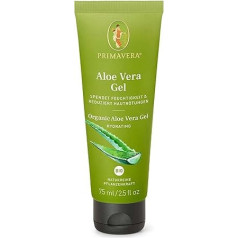 PRIMAVERA Aloe Vera Gel Organic 75 ml - Natural Plant Power - with Fresh Aleo Vera Juice - After Sun Care - Fragrance and Colour Neutral - Moisturising - Soothes, Reduces Skin Redness - Vegan