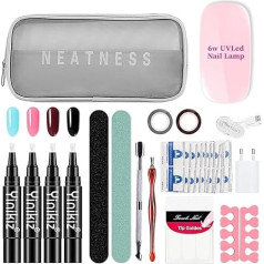 Gel Nail Polish Pen, 3-in-1 One Step Nail Gel Pen No Need Base Top Coat, with UV Lamp and Complete Manicure Set, Nail Polish Pen for Home and Professional Nail Art Salon #4