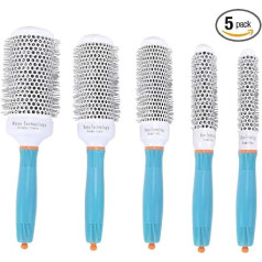 Juwacoo 5 Piece Round Brush, Hair Brush Set, Hair Brush Round Barrel Brush, Professional Roller Brush, Thermal Brush, Round Roll Hair Brush, Hair Styling Brush (6 cm/5 cm/4 cm/3.5 cm)