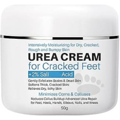 Urea 40% Foot Cream, Cracked Heel Repair Cream, 50 g Callus Remover for Dry and Hard Skin Feet and Hand, Maximum Strength with 2% Salicylic Acid for Hand, Foot and Body Care