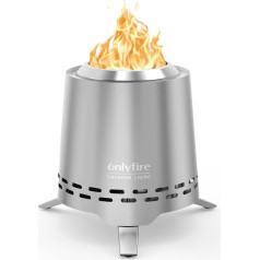 Stainless Steel Table Fire with Pot Holder and Carry Bag, Low Smoke Mini Table Fireplace for Pellets/Wood, 16.5 cm Smaller Table Fireplace, for Balcony & Camping, Conical, Silver