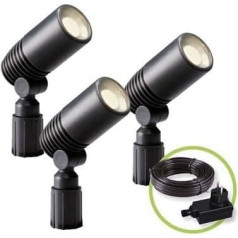 Alder Garden Spotlight Set - 12 V 2 W LED - IP44 PBT Plastic Anthracite - Use with Ground Spike or Mounting Base - Suitable for Any Garden and Flower Bed, 4 x 8.6 x 6.5 cm