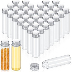 Didaey Small Clear Vials with Lids Mini Glass Bottles with Screw Cap Aluminum Metal Caps Small Jars Sample Container for Powder Cream Cosmetic Jewelry Wedding 20ml
