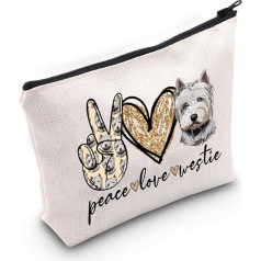 WZMPA Westie Makeup Bag White Waterproof Letter Pattern Zipper Women Recommended Uses: Travel/Underway Makeup Storage Gift for Cosmetic Enthusiasts, Peace Westie, Fit