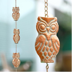 Wenbery Rain Chain for Gutters, Copper Owl Rain Catcher Chain for Outdoors Decorative Cup Shaped Gutter Chain Downpipe (2.5m)