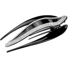 Beaupretty Haarspange mit französischem Entenschnabel, Strass, Kunststoff, Schwarz