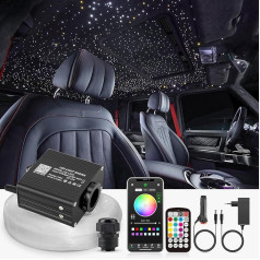 SUNKENET 16 W Twinkle Starry Sky Car, 650 Pieces x 0.75 mm x 4 m Starry Sky Fibre Optic RGBW Bluetooth App / Remote Control LED Fibre Optic Light for Car/Ceiling/Theatre