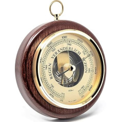 Fischer 1436R-22 Barometer 170 mm Pressure Gauge with Mahogany Coloured Real Wood Housing Stained Made in Germany