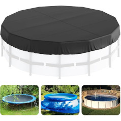 VEVOR Round Pool Cover, 15ft Solar Covers for Above Ground Pools, Safety Pool Cover with Drawstring Design, Winter Pool Cover Made of 420D Oxford Fabric, Waterproof and Dustproof, Black