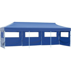 vidaXL Party Tent 5 Walls 3 x 9 m Blue Gazebo Garden Tent Folding Tent Marquee Tent