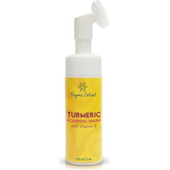 Turmeric Skin Whitening Face Wash Gel - 5 fl oz / 150 ml - Daily Moisturiser, Gentle Facial Cleanser for All Skin Types with Kojic Acid, Vitamin E and Aloe Vera ORGANIC EXTRACT