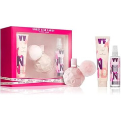 Sweet Like Candy by Ariana Grande for Women - 3 Piece Gift Set, 3.4 oz EDP Spray, 3.4 oz Body Souffle, 4 oz Body Mist