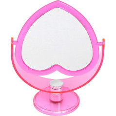 Bedroom Table Mirror, Heart Shape Vanity Mirror, Two Sided Makeup Mirror with Base, Desktop Ornament for Women, Pink