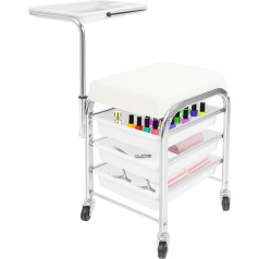 Hairdressing Trolley Mobile Tattoo Trolley with 3 Removable Drawers and Tool Tray, 360° Rotating Hairdressing Trolley for Beauty Spa Hairdresser Nail Stylist (White)
