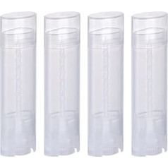 ewandastore 5 ml Oval Lip Balm Tubes, 25/50/100 Pieces Plastic Transparent Empty Oval Deodorant Container Lip Gloss Container Holder with Caps, transparent