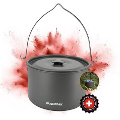 Camping Cooking Pot Aluminium Outdoor Master 4 Litres - Soup Pot with Lid Portable with Sturdy Stainless Steel Handle for 1-6 People Diameter 22 cm