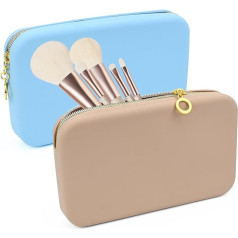 Silicone Make Up Bag Brush Bag, Travel Cosmetic Bag with Zip, Portable Makeup Bag, Make Up Brush Bag, Elegant Makeup Brush Organiser for Women and Girls, multicoloured, Fashionable