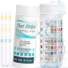 100pcs Water Tester for Pool Total Hardness 7 in 1 Pool Water Test Strips Pool Tester Water Tester Test Strips for PH 7 in 1 Pool Tester Spa Whirlpool Test Strips for Free Chlorine, Bromine, Ph, etc.
