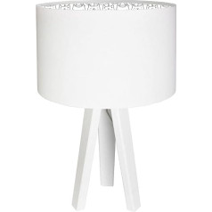 Licht-Erlebnisse White Bedside Lamp Children Cats Motif Tripod 46 cm Wood Fabric Table Lamp Children's Room Lamp
