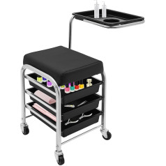 Rolling Cart Nail Cart Mobile Salon Cart with Wheels Beautician Beauty Salon Cart Capacity 360° Rotating Trolley Stand for Spa Hair Beauty Kitchen Makeup Bathroom Office (Black)