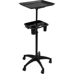 HarBin-Star Hairdressing Trolleys, Salon Trolleys with 5 Wheels, Work Trolley, Height Adjustable 68-101 cm, Tattoo Tray Trolley for Beauty Salons, Spas, Embroidery Studios
