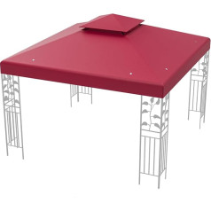 COSTWAY 3 x 3 m Replacement Roof for Gazebo, Gazebo Roof Replacement Cover with Fireplace Roof and Velcro Fasteners (Red)