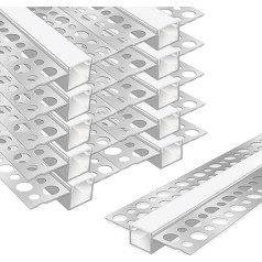 LEDLightsWorld Plaster in LED Profile, 10 Pack 1M Aluminum LED Profile with Milky Diffuser for LED Strip, Rimless Plaster, Aluminum LED Profile Channel for Ceiling and Wall