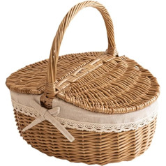 FLCPJGV Hochwertiger Picknickkorb Aus Naturmaterialien, Ideal für Outdoor Aktivitäten, 40cmx29cmx19cm
