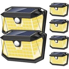 Outdoor Solar Lights, 【188 LED/6 Pack/Warm White】Solar Security Lights Motion Sensor, IP65 Waterproof, 3 Modes Solar Powered Floodlights for Garden, Fence, Door, Yard