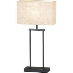 Fischer & Honsel Ann 50653 Table Lamp Sand Black Fabric Shade Sand Coloured Linen Length 27.00 cm Width 12.00 cm Height 52.00 cm with Cord Switch 1x E27 Max. 40 Watt Bulb Not Included