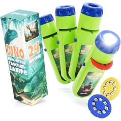 Greate 4 x Dinosaur Children's Dinosaur Projector Lamp with 3 Discs & 24 Pictures - Slideshow Dinosaur Toy, Dinosaur Torch, Dinosaur Gifts Children, Toy Torch