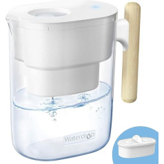 Waterdrop Chubby 3.5 L Water Filter Jug with 1 x 90 Day Filter Cartridge, Reduces Limescale, Chlorine, Lead, Copper in Water, NSF Certified, BPA-Free, White (Replacement Filter: WD-PF-01A Plus)
