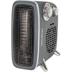 Russell Hobbs Electric Heater 1800W/1.8KW Horizontal Vertical Retro Fan Heater Grey with Adjustable Thermostat, 2 Heat Settings, 20m² Room Size, Rotary Control RHRETHFH1001G with 2 Year Warranty