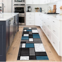 WTHYGB Rug Runner Hallway Non-Slip 60 x 180 cm Carpet Runner Hallway Washable Long Modern Kitchen Rug Hallway Runner Rug Runner for Hallway, Kitchen, Corridor, Bedroom, Living Room, Blue