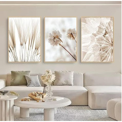Trayosin 3-Piece Poster Set, Modern Boho Pampas Grass Pictures, Living Room Decoration, Bedroom Wall Pictures, Beige Art Picture without Frame, Art Print Canvas Picture (D, 50 x 70 cm)