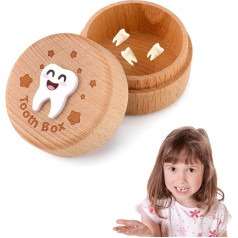 QINCAWIN Tooth Fairy Box, Wooden Tooth Storage Box, Keepsake Box for Lost Teeth, Tooth Fairy Gift Tooth Box, Cute Tooth Keepsake Holder for Baby Gifts