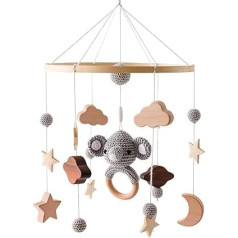 Mobile Baby Bed Mobile Baby Wooden Bed Bell Wind Chime Stars Elephant Handmade Mobile Children's Room Decor Gift for Baby Girls or Boys (Elephant)