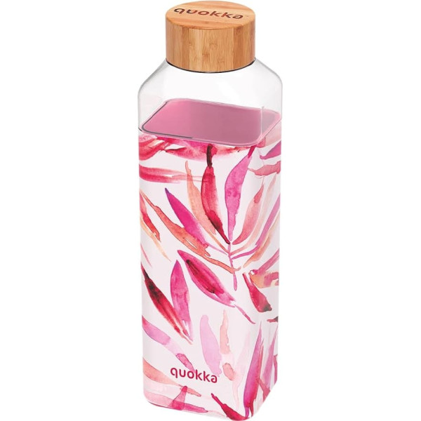 Quokka Storm Water Flora Square Glass Bottle with Silicone Case 700 ml
