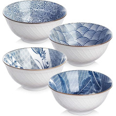 Y YHY Cereal Bowls, Set of 4, 15.5 x 7.5 cm, Ramen Bowl, Porcelain for 4 People, Japanese Ramen Bowl for Pasta, Rice, Pasta, Soup, Salad, Microwave, Dishwasher Safe, 700 ml