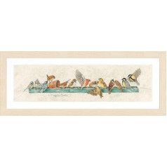 Lanarte Cross Stitch Embroidery Kits Counted Cross Stitch Pictures Set Birds Feeding Station Wall Decoration Handmade Set for Adults 69 x 18 cm DIY Decoration Craft Set Craftsman Creative Gift Set
