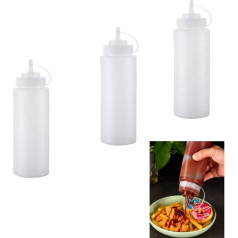 3 Pack Plastic Squeeze Bottles 32oz Ketchup Mustard Bottles Cooking Bottle Use for Tomato Sauce Mustard Syrup Sauce Sauce Sauce Spice Oil Craft White