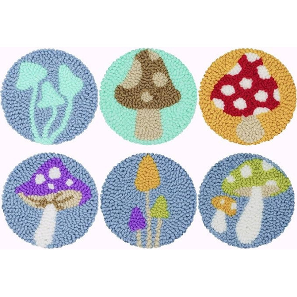 Mefatus Punch Needle Set for Beginners Adults Kids Simple Punch Needle Embroidery Kit Tool Threader Fabric Hoop Yarn Carpet Tufting Coaster Arts and Crafts