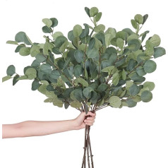 Weldomcor Artificial Plants Eucalyptus Decoration 2 Combinations Simulation Green Eucalyptus Leaves Branches Silver Dollar Eucalyptus Plant Bulk for Wedding Garden Home Office Decoration (4 Pieces)