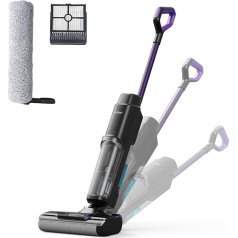 Redkey W15 Wet and Dry Vacuum Cleaner Wireless, Self-Cleaning Mop Vacuum Cleaner Edge Cleaning 6 mm with Double Water Tank Support 910 ml, Roller Brush and Hypa Accessories, Suitable for Hard Floors