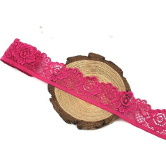 20 Yards 33 mm Wide Stretch Elastic Lace Border Embellishment Lace Ribbon Flower Edge Trim Stretch Lace Trim DIY Sewing Clothing (Rose Red)