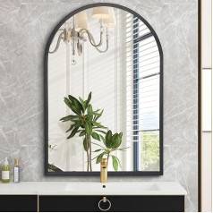 HLFMVWE Arch Bathroom Mirror, Wall Mirror, Black Vanity Wall Mirror, Metal Frame, Home Decor for Bedroom, Entrance, Living Room, 40 x 50 cm
