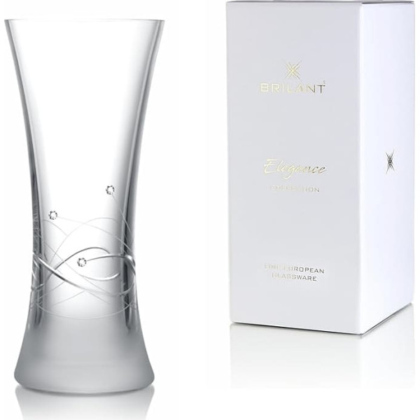 Chic Round High Crystal Glass Vase - Modern Flower Vase, Cylinder Vase, Transparent Vase for Elegant Accents (26 cm)