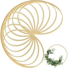 JMIATRY Pack of 10 Wooden Rings for Crafts, Wooden Rings Macrame 30 cm, Decorative Rings for Hanging Wood for Macrame, Dream Catcher, Flower Wreath, Door Wreath, Wall Hanging, Window Decoration, DIY