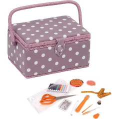 Exclusive Pre-filled Craft Box with 94 Piece Sewing Kit, Mauve Spot, Medium, MRM121F